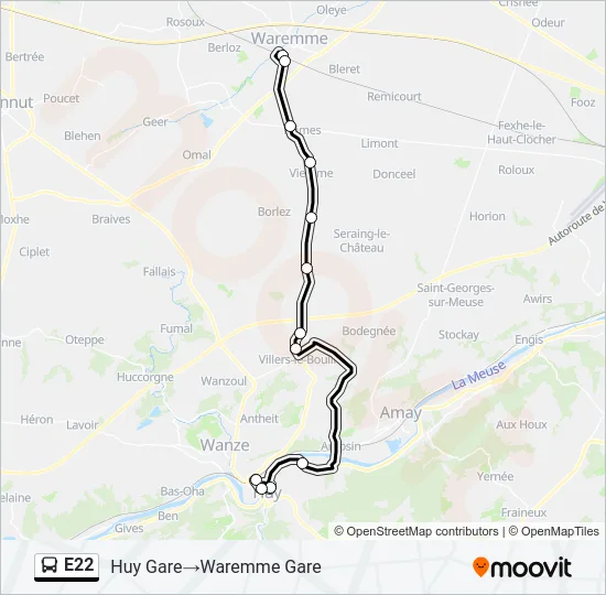 E22 Bus Line Map