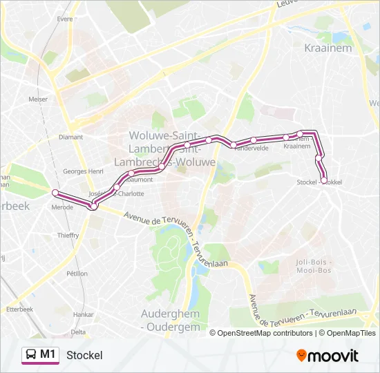 Bus M1 lijnkaart