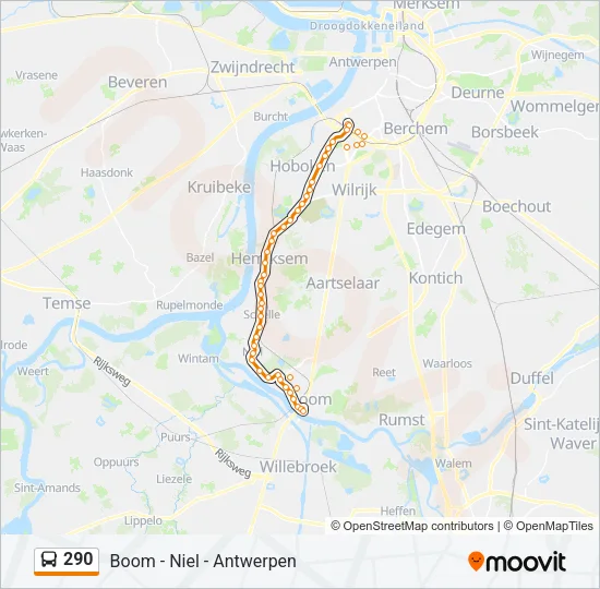 Plan de la ligne 290 de bus