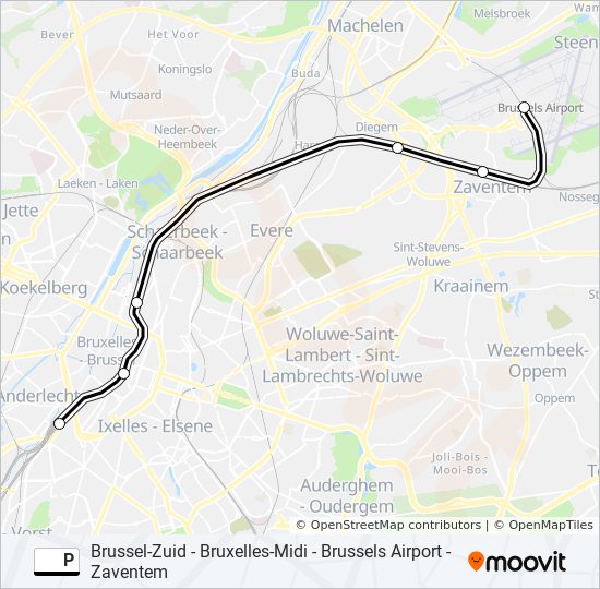 fuel Specially Oblong p Route: Schedules, Stops & Maps - Brussels Airport - Zaventem‎→Brussel-Zuid  - Bruxelles-Midi (Updated)