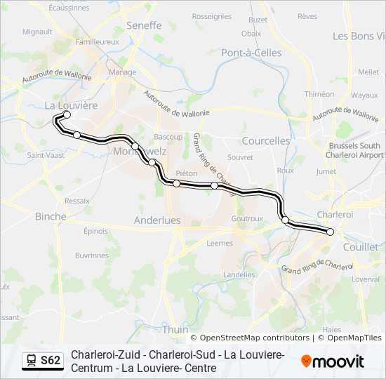 s62 Route: Schedules, Stops & Maps - Charleroi-Zuid - Charleroi-Sud‎→La ...