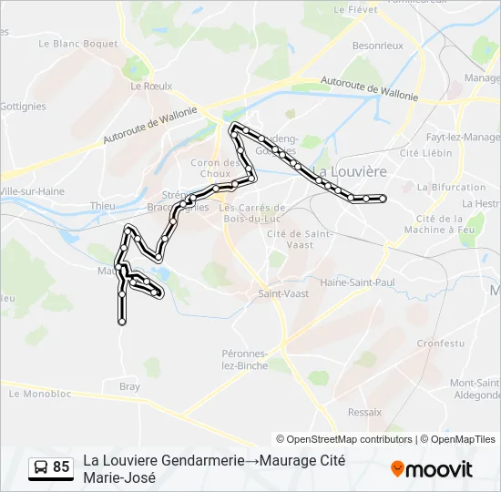 85 Bus Line Map