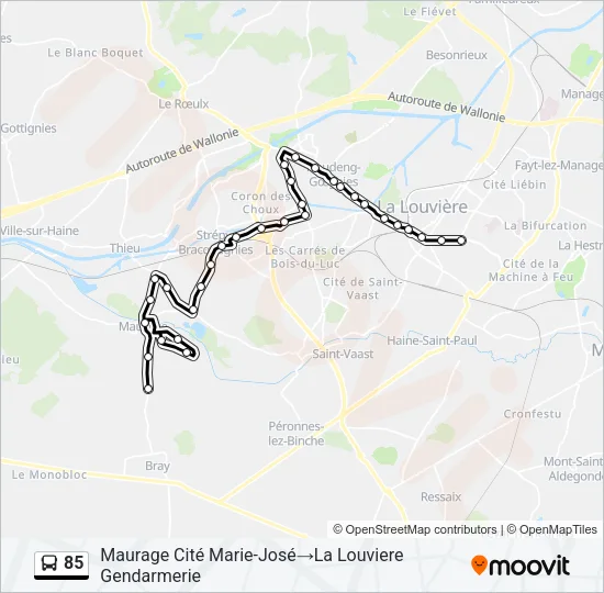 85 Bus Line Map
