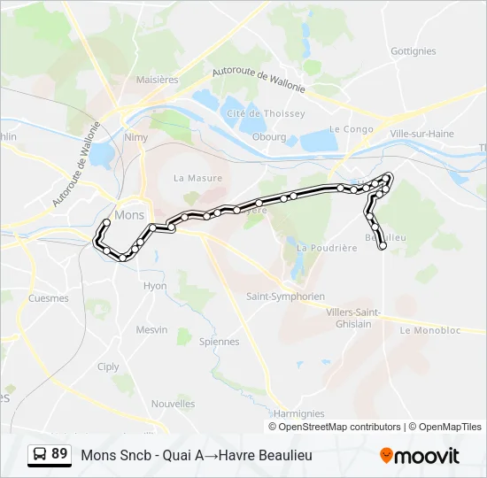89 Bus Line Map
