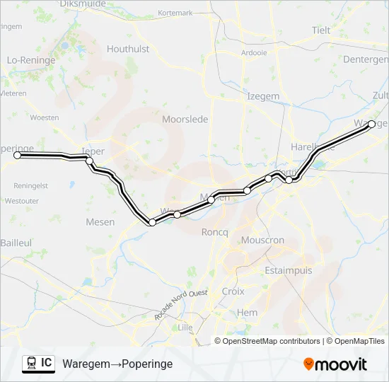 Trein IC lijnkaart