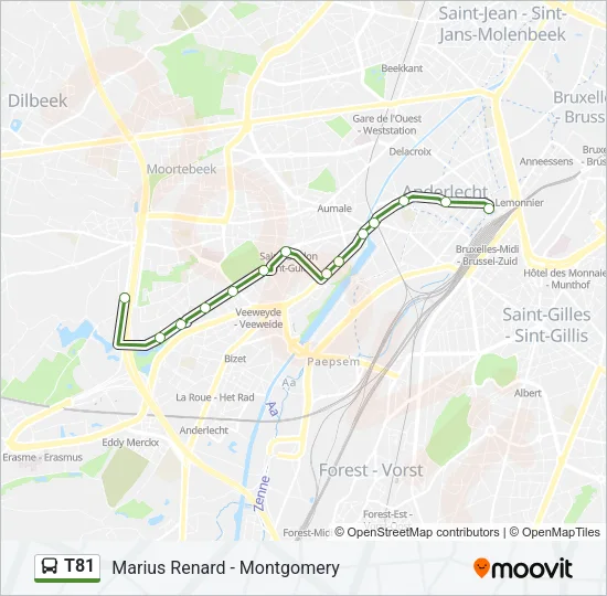T81 Bus Line Map