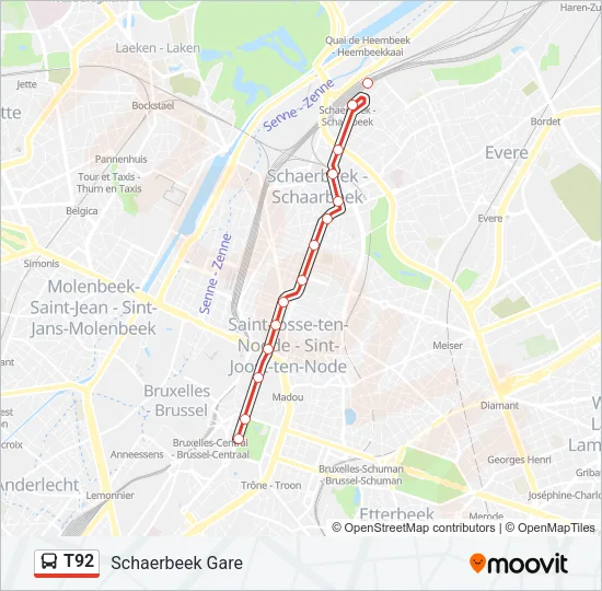 T92 Bus Line Map