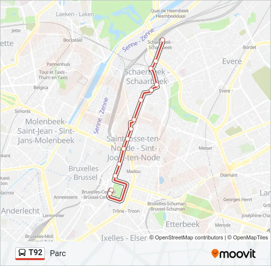T92 Bus Line Map