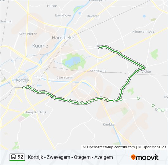 92 Route: Schedules, Stops & Maps - Kortrijk Busterminal 4 Perron ...