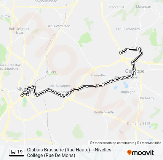 Plan de la ligne 19 de bus