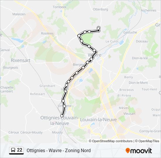 Plan de la ligne 22 de bus