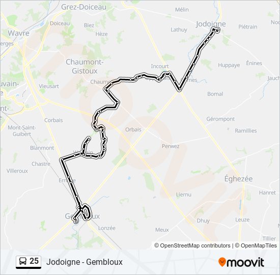 Cct Bus Schedule Route 25 25 Route: Schedules, Stops & Maps - Jodoigne Gare D'autobus‎→Grand-Manil  Rue Verlaine (Updated)