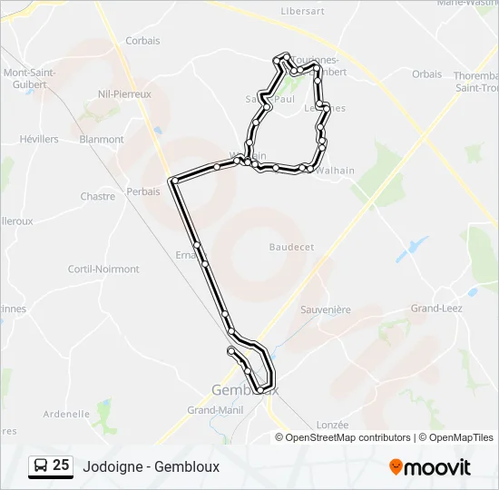 25 Bus Line Map