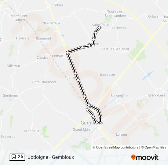 25 Bus Line Map