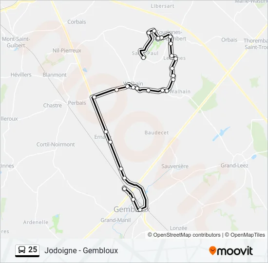 25 Bus Line Map