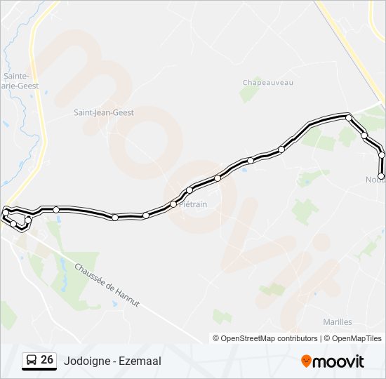 Plan de la ligne 26 de bus