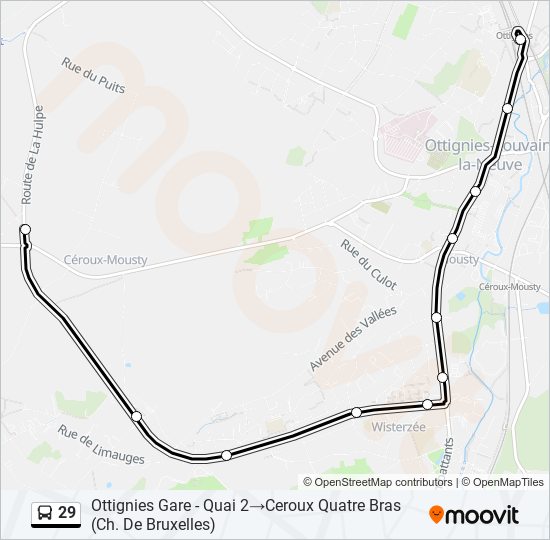 Plan de la ligne 29 de bus