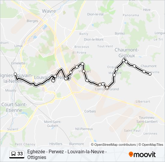 Plan de la ligne 33 de bus