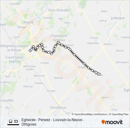 Plan de la ligne 33 de bus