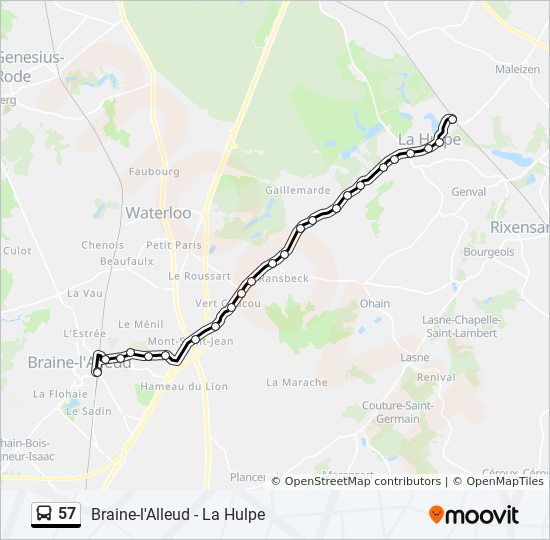 57 Route: Schedules, Stops & Maps - Braine-L'Alleud Gare - Quai 9‎→La ...