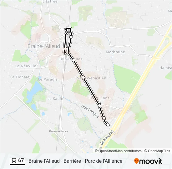 67 Bus Line Map
