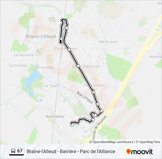 67 Bus Line Map