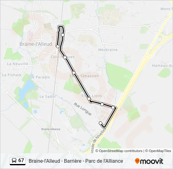 67 Bus Line Map
