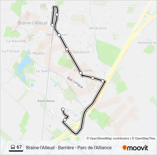 67 Bus Line Map