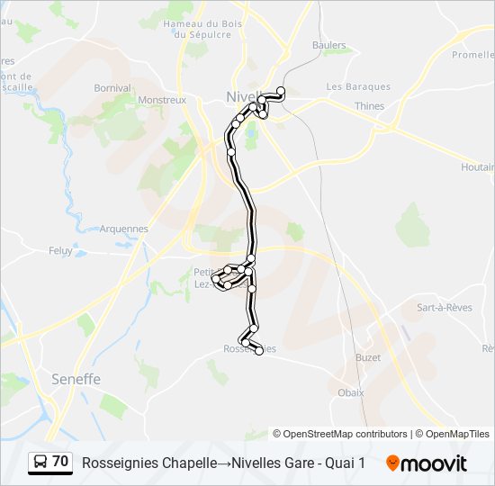 Plan de la ligne 70 de bus