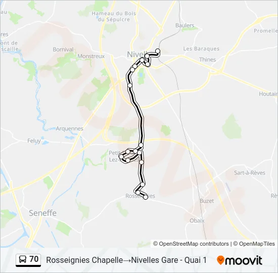 70 Bus Line Map
