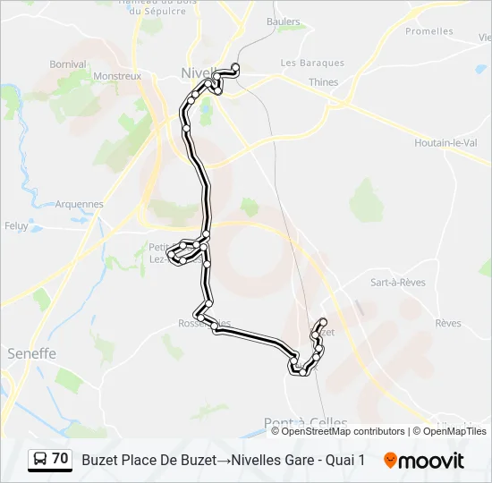 70 Bus Line Map