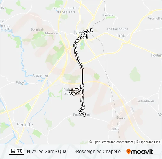 70 Bus Line Map