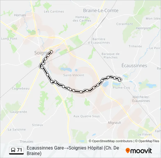 71 Bus Line Map