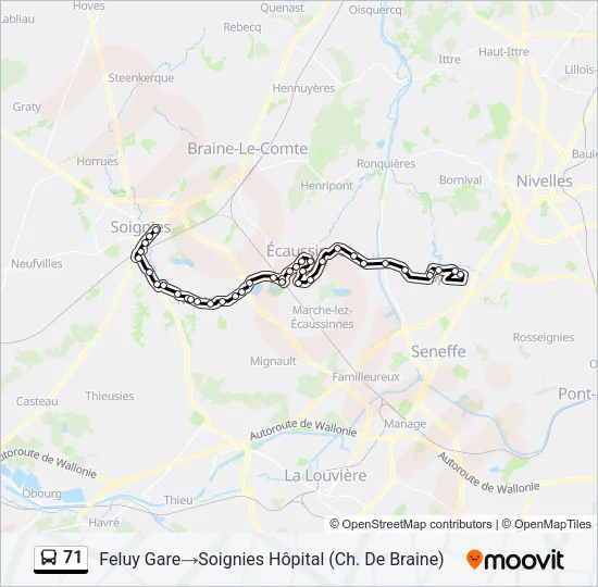 71 Bus Line Map