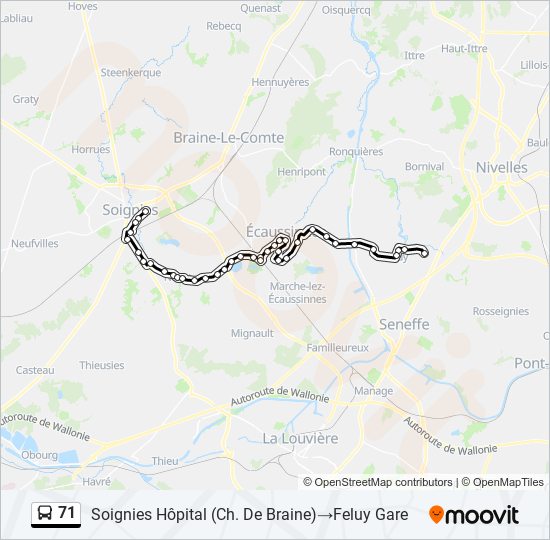 71 bus Line Map