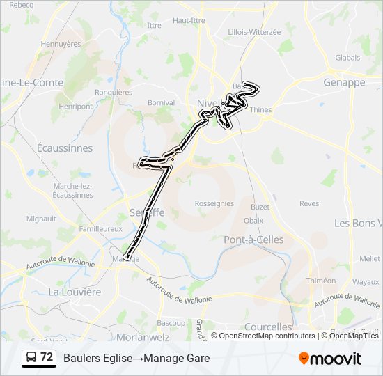 Plan de la ligne 72 de bus