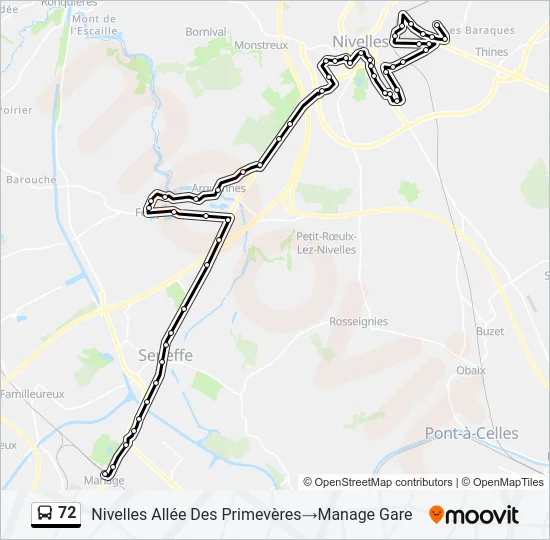 72 Bus Line Map
