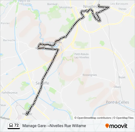 72 Bus Line Map