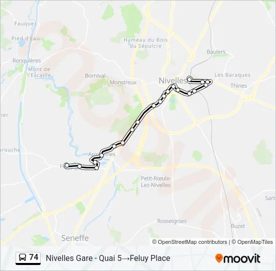 74 Bus Line Map