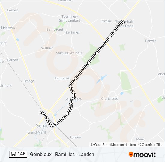 Plan de la ligne 148 de bus