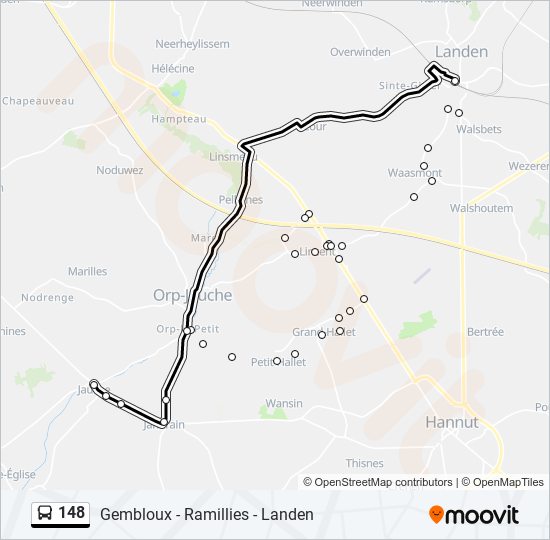 Plan de la ligne 148 de bus