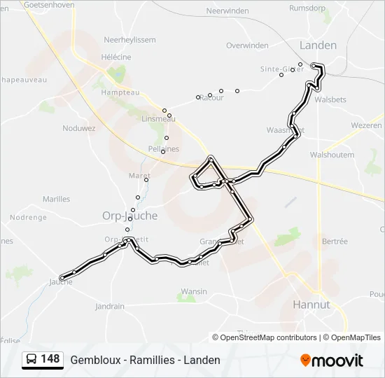 Bus 148 lijnkaart
