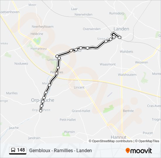 Plan de la ligne 148 de bus