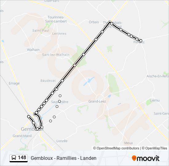 Plan de la ligne 148 de bus