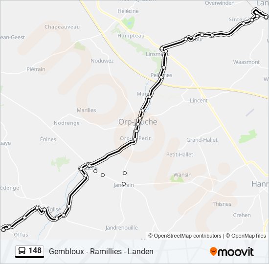 Plan de la ligne 148 de bus