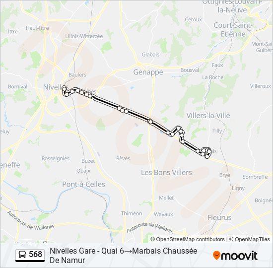 Plan de la ligne 568 de bus