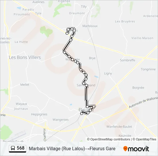 568 Bus Line Map