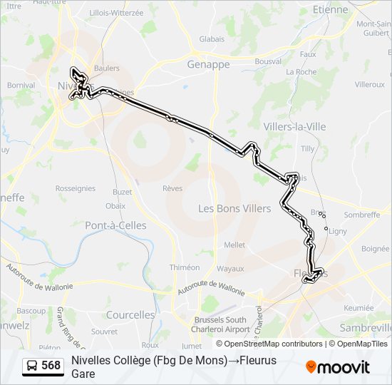 568 bus Line Map