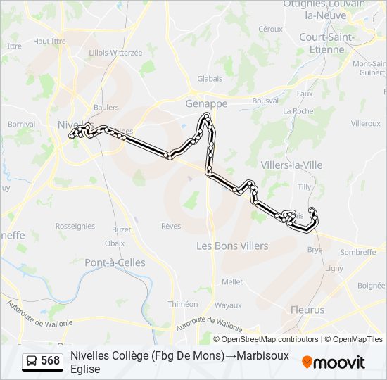 568 bus Line Map