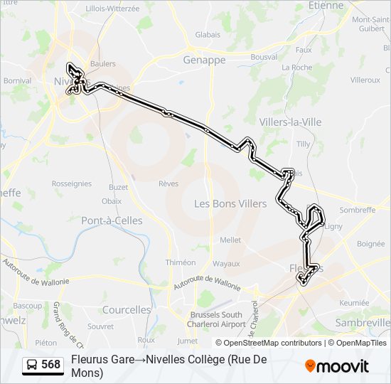 568 bus Line Map